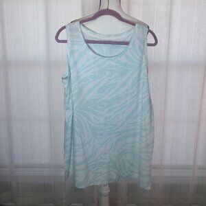 WONDERLY STUDIO Sleeveless Tunic Shirt Light Green/White XL